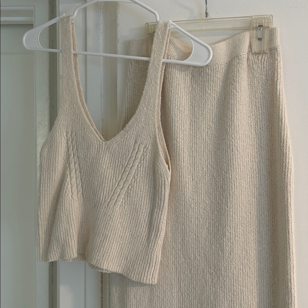 ZSUPPLY Cream Knit Tank Top and Skirt Set